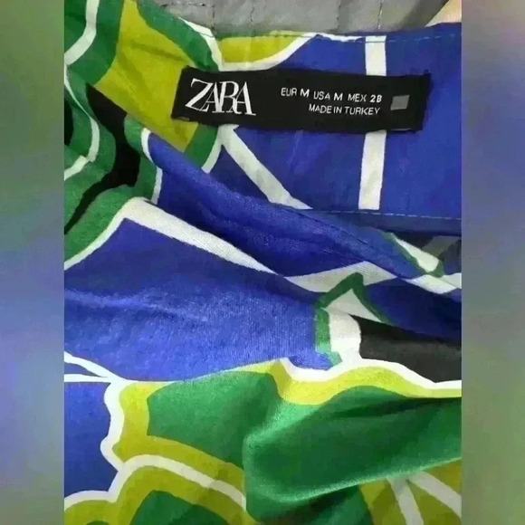 Zara Womens Blue Green Coastal Floral Wrap Euro Summer Preppy Prep Skort Medium - Picture 10 of 12